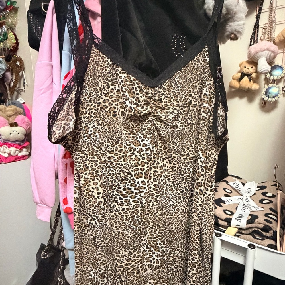 Delta Burke Animal Print Lingerie with Black Lace - Vintage